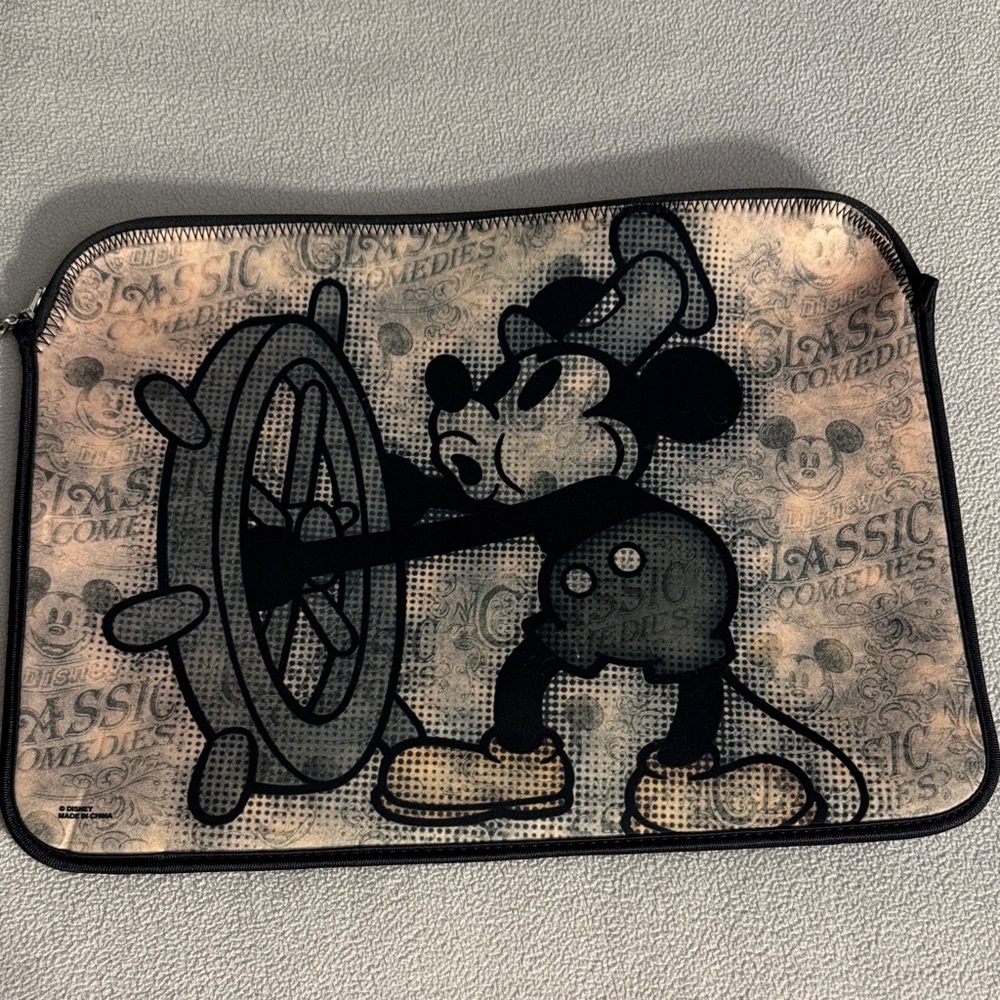 Disney Steamboat Willie Laptop Sleeve - Black and Cream